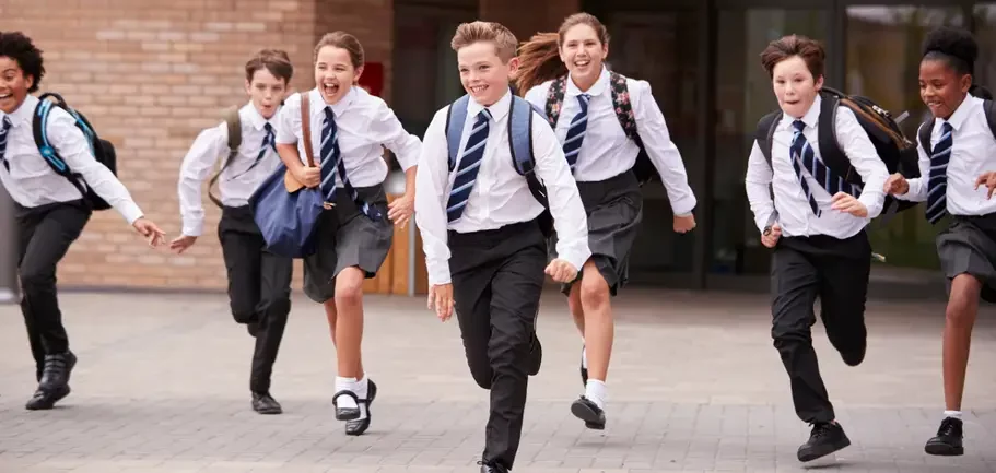 UK students in uniform running